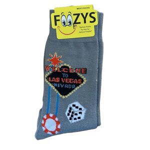 NWT Foozys Grey Welcome To Las Vegas Sign Socks Mens One Size